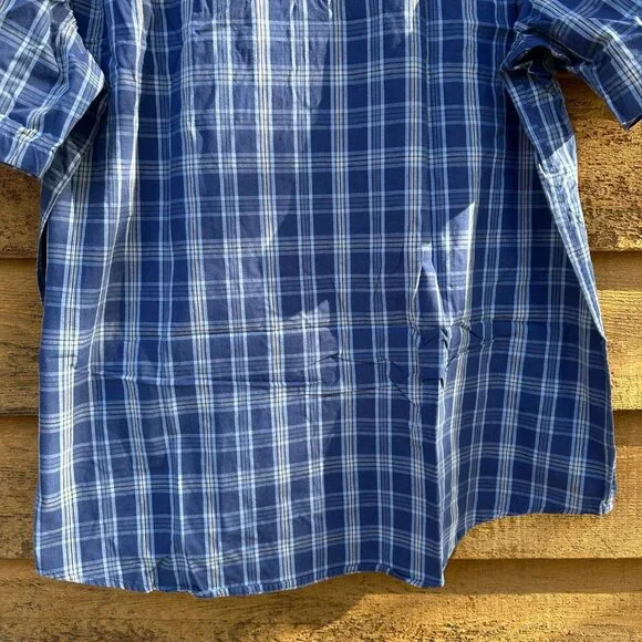 George Blue Plaid Button Down Short Sleeve Mens Shirt Size 3XL - Picture 10 of 10